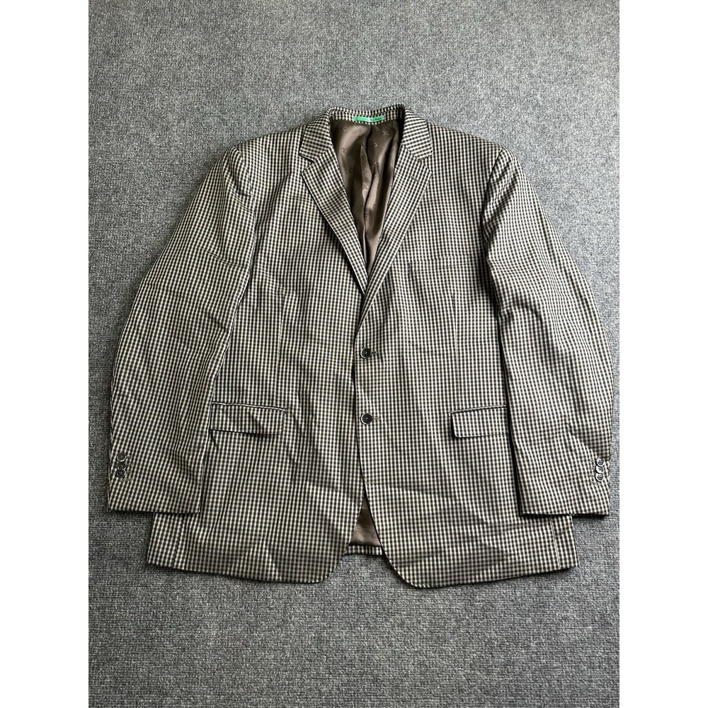 Mens Bianco Brioni Check High Twist Modern Fit Blazer Jacket, Size 54R